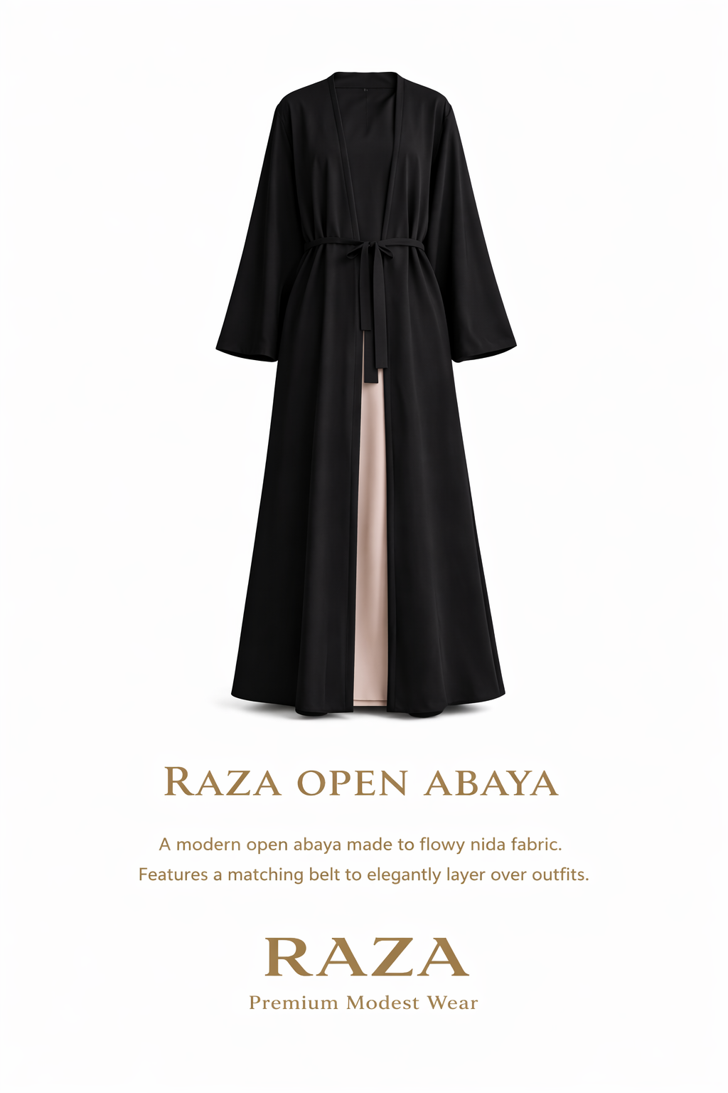 Elegant Black Abaya with Embroidered Contrast Cuffs